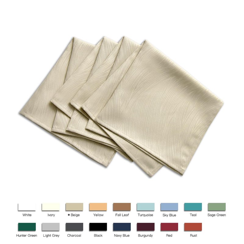 maxmill Jacquard Cloth Napkin 20 x 20 Inch Swirl Pattern Solid Washable Polyester Dinner Napkins Set of 4 Pieces with Hemmed Edges for Family Holiday Dinners Weddings Parties and Banquets Beige - Image 3